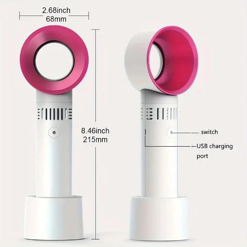 Bladeless Handheld Fan – Portable Design with Three Speed Settings
