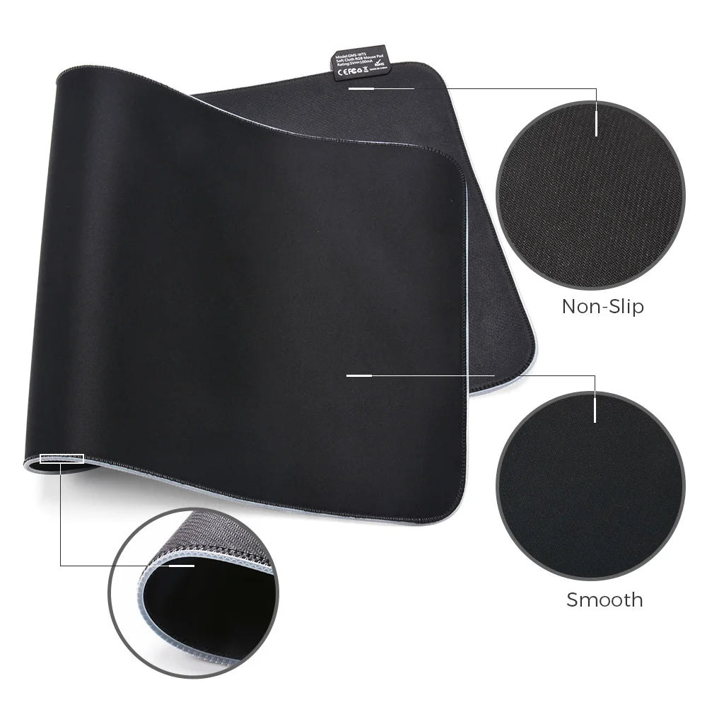 LED Light Mousepad – Colorful RGB Design with Waterproof Surface
