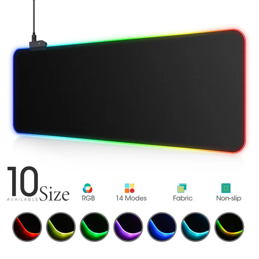 LED Light Mousepad – Colorful RGB Design with Waterproof Surface
