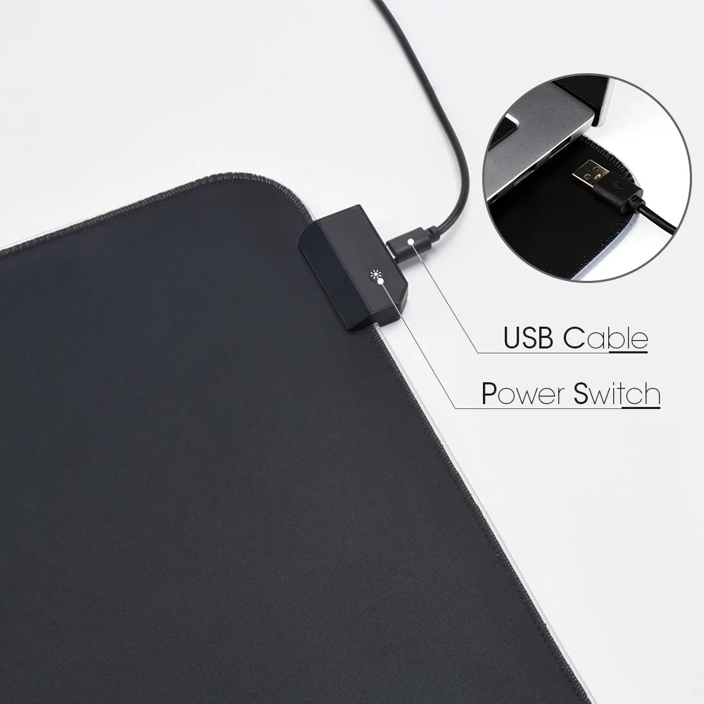 LED Light Mousepad – Colorful RGB Design with Waterproof Surface