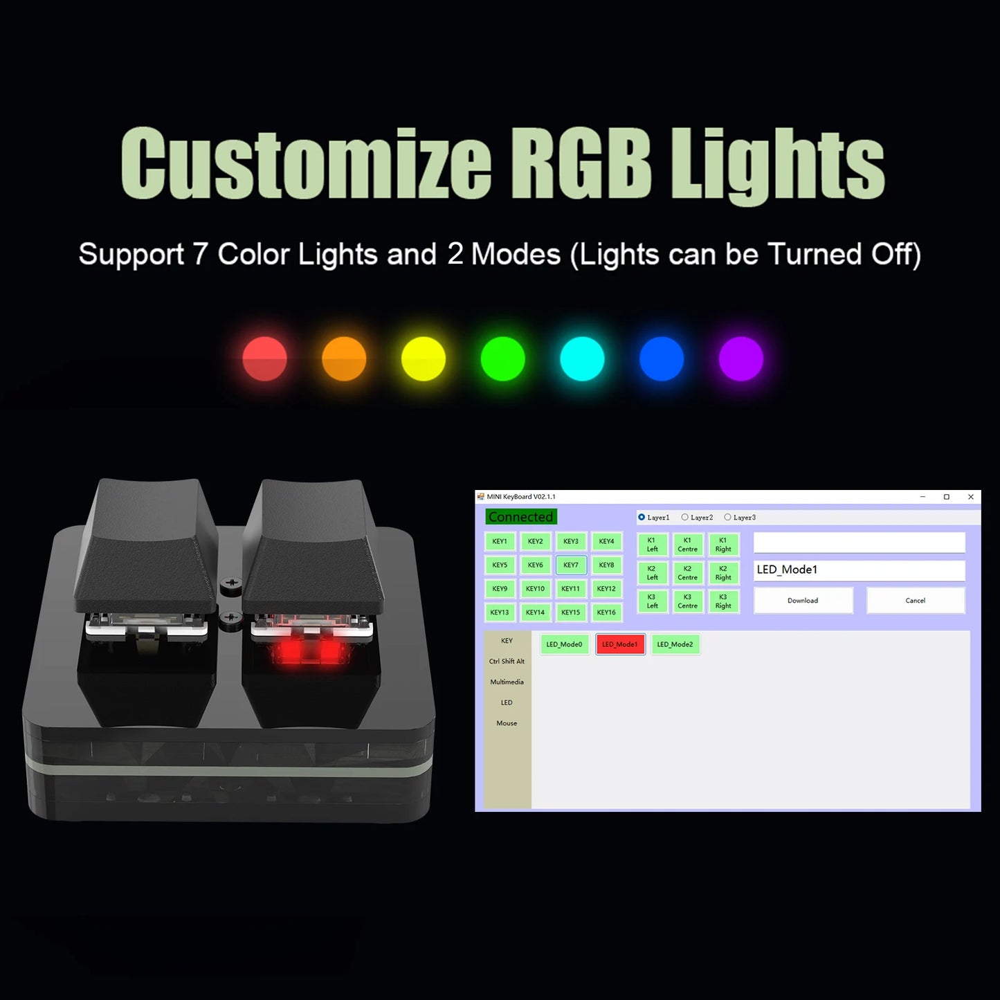 Energy Fort MacroPad 3 Key Mini Keyboard – Customizable RGB Backlighting