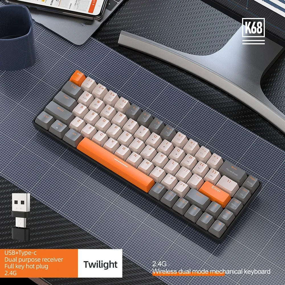 K68 Dual Mode Wireless Mechanical Keyboard – Hot-Swappable 60 Percent Mini Design