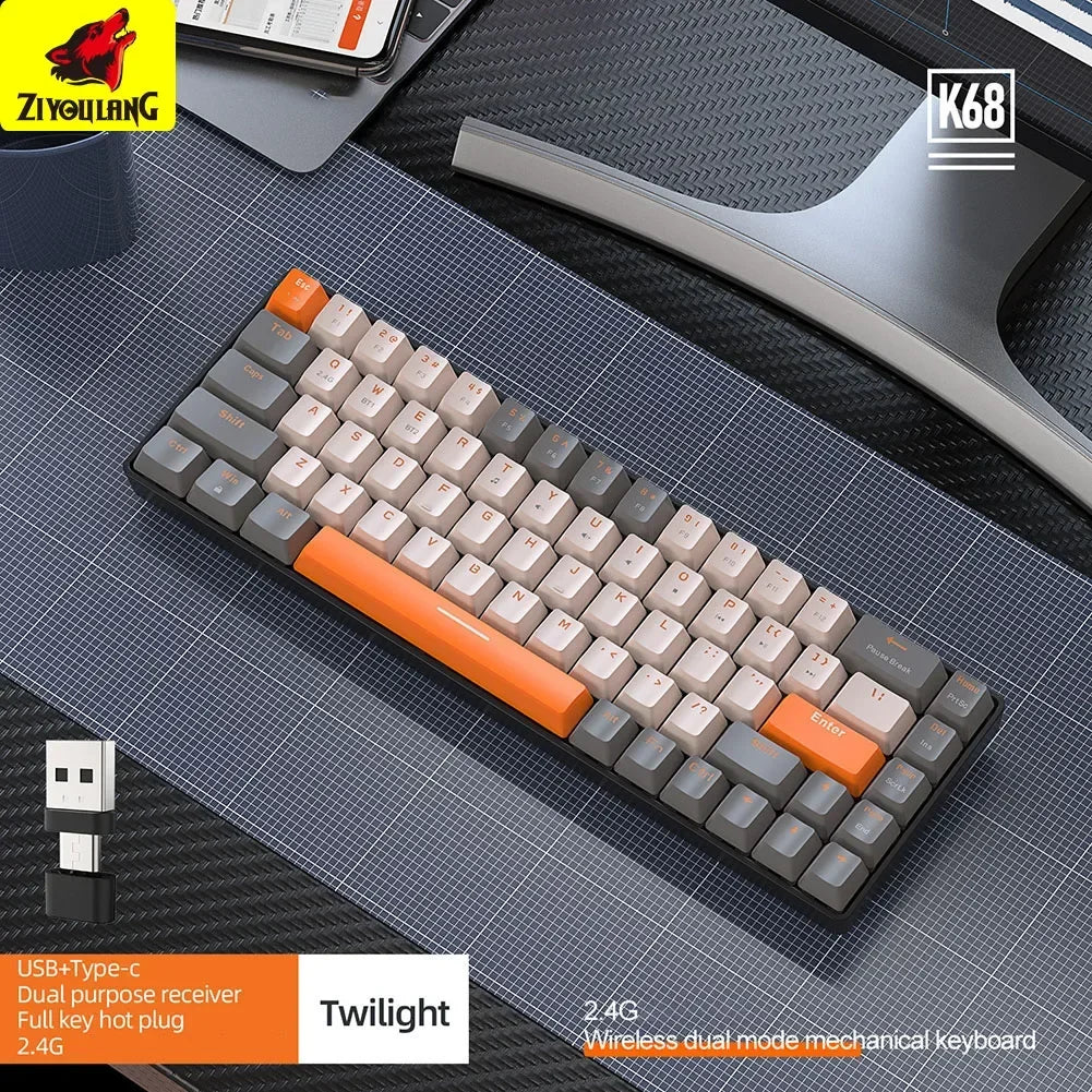 K68 Dual Mode Wireless Mechanical Keyboard – Hot-Swappable 60 Percent Mini Design