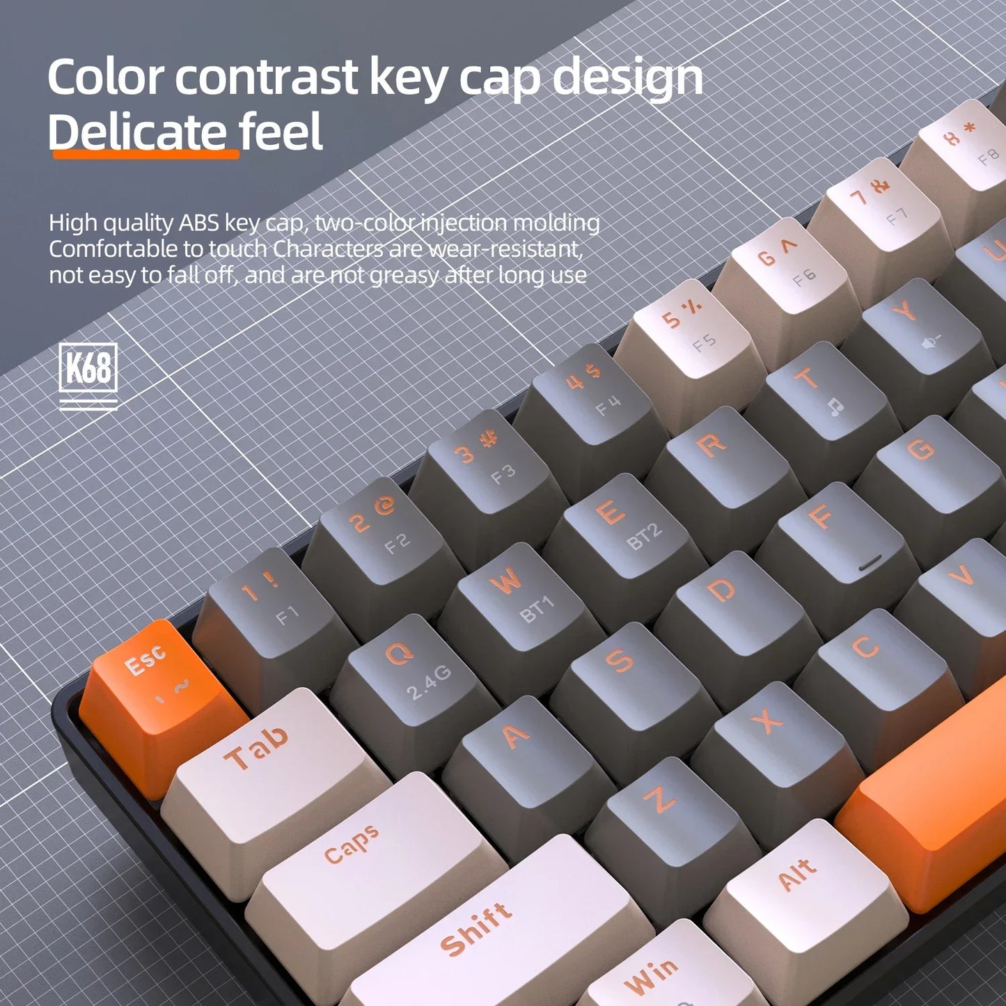 K68 Dual Mode Wireless Mechanical Keyboard – Hot-Swappable 60 Percent Mini Design