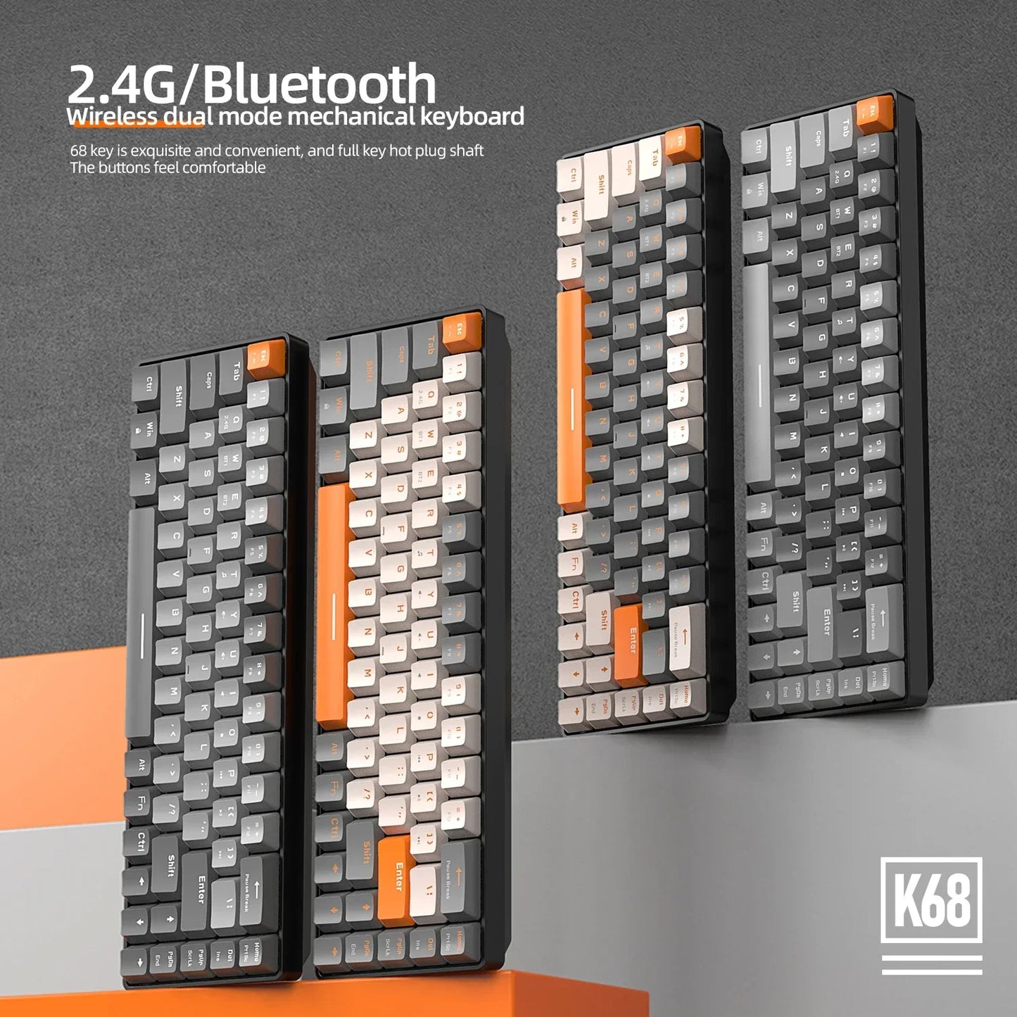 K68 Dual Mode Wireless Mechanical Keyboard – Hot-Swappable 60 Percent Mini Design