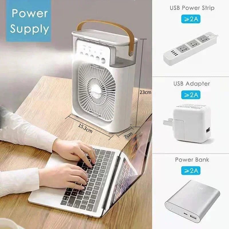 3 In 1 Air Cooler – Portable Humidifier With LED Night Light