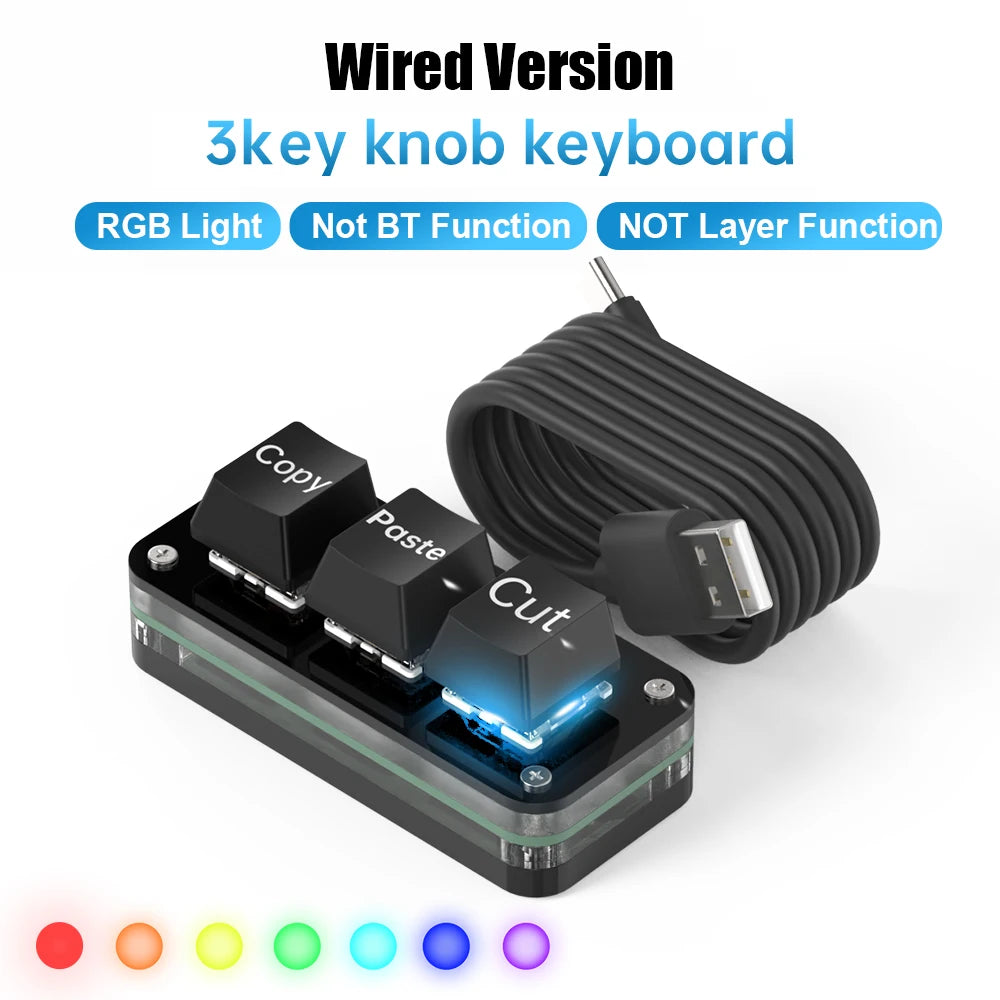 Energy Fort MacroPad 3 Key Mini Keyboard – Customizable RGB Backlighting