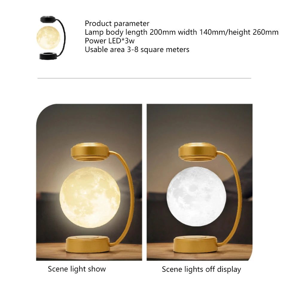 3D Magnetic Levitating Moon Lamp – Rotating LED Night Light